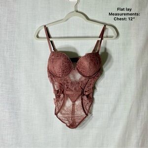 Victoria's Secret Very Sexy Bombshell Push-Up Lace Teddy bodysuit Mauve Pink M